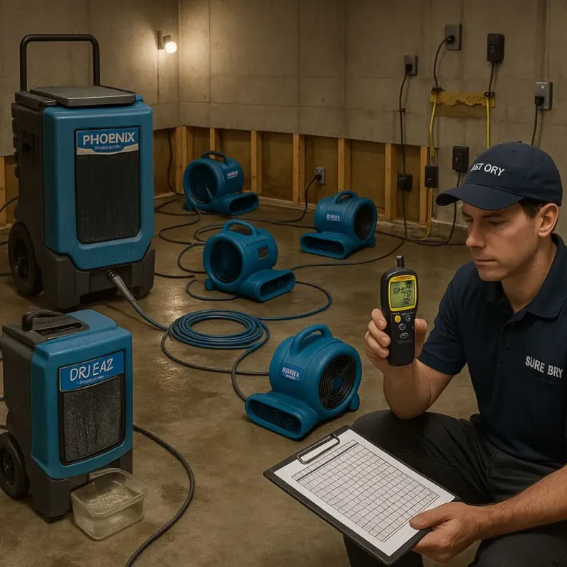 Structural Drying and Dehumidification process in Clanton, AL